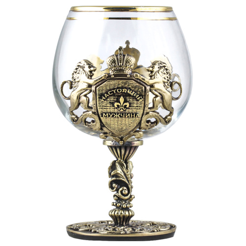 Бокалы - "Elegant Glassware Co" - Бокал для коньяка "Настоящий мужчина С юбилеем! 60 лет" из дерева, стекла, картона и латуни фото 3